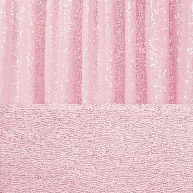 Pink Sequin Backdrop 2 Panels 2FTx8FT Birthday Party Backdrop Curtains | - Image 5