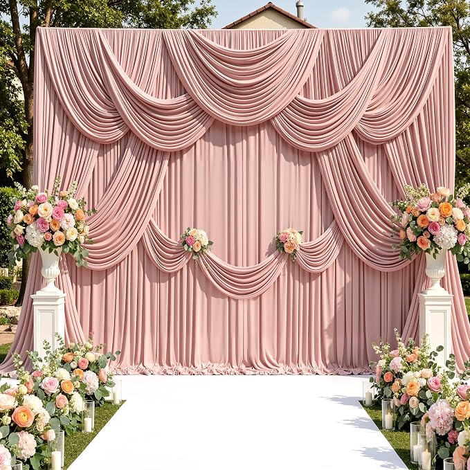 10ftx10ft Wrinkle Free Dusty Pink Backdrop Curtains - Image 7
