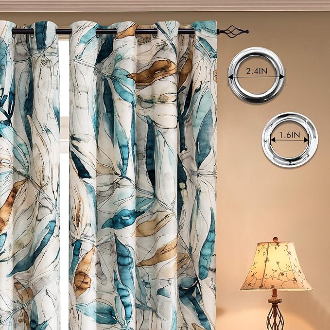 SUBRTEX Light Flitering Curtains 52Wx95L, Room Darkening Vibrant Floral Drapes - Image 3