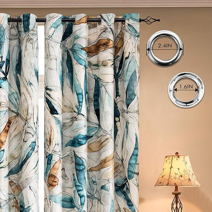 SUBRTEX Light Flitering Curtains 52Wx95L, Room Darkening Vibrant Floral Drapes - Image 3