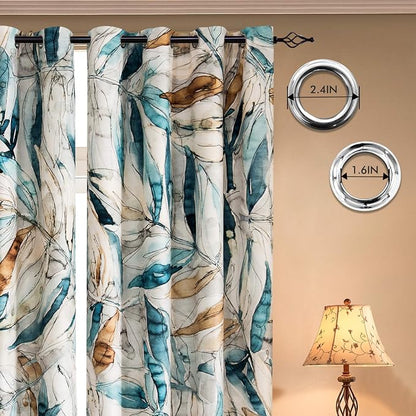 SUBRTEX Light Flitering Curtains 52Wx63L, Room Darkening Vibrant Floral Drapes - Image 3