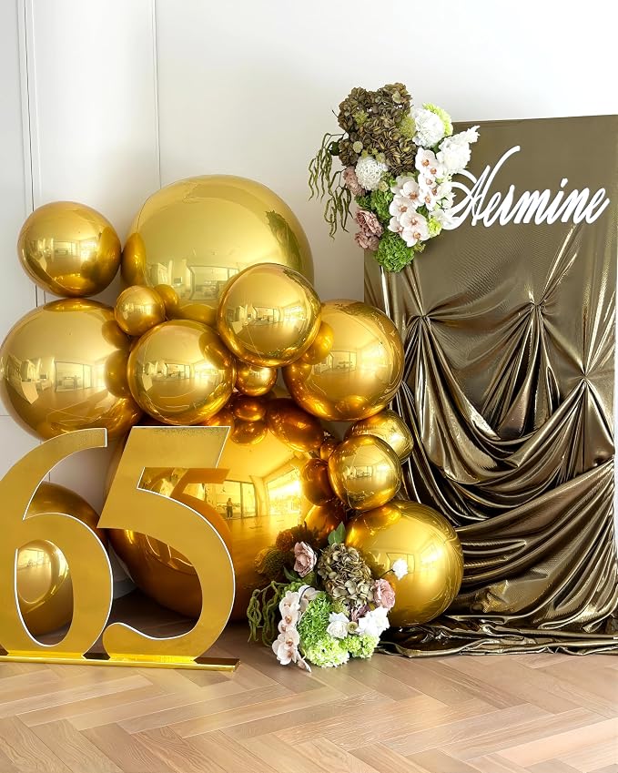 Gold Foil Balloons, 22/18/10 Inch | Large Gold Mylar Balloons, Party Decorations - Image 2