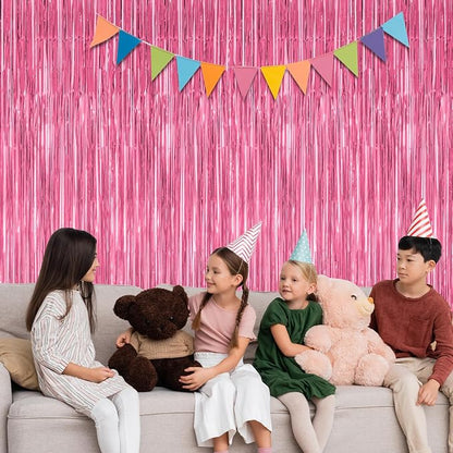2 Pack Pink Party Decorations, 3.28 FT x 7.05 FT Pink Backdrop, Metallic Tinsel - Image 5