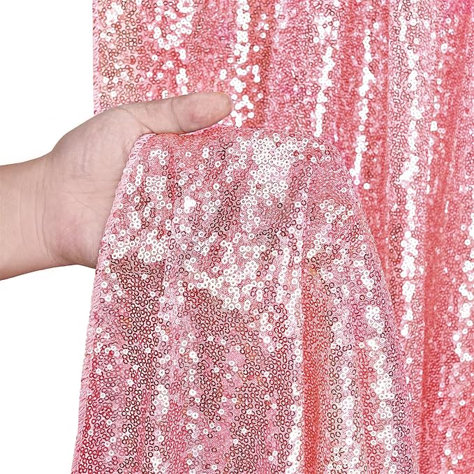 Fuchsia Pink Sequin Curtains Backdrop 6 Pcs 2FTx8FT Shiny Shimmer Fabric | - Image 4