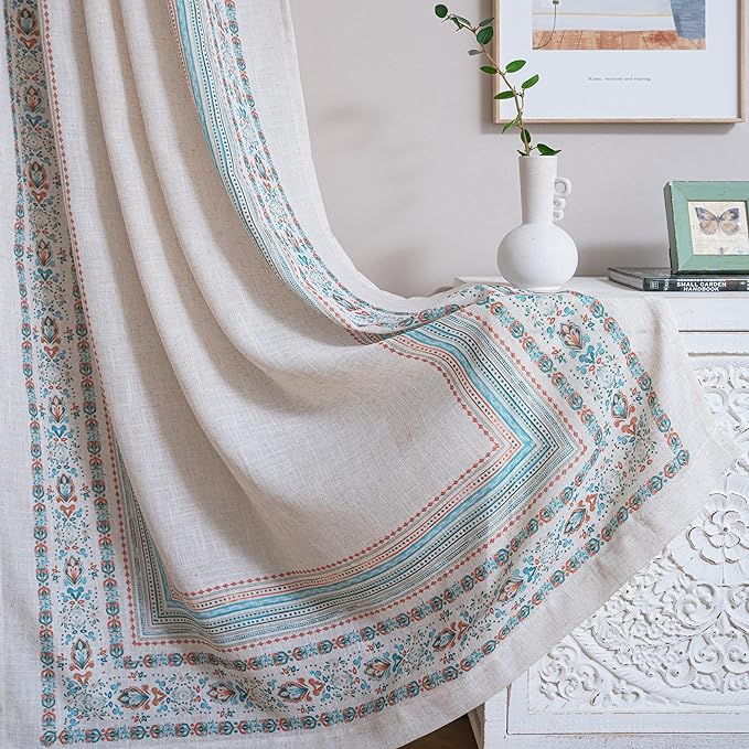 MYSKY HOME Boho Floral Curtains & Drapes 2 Panels by MYSKYHOME