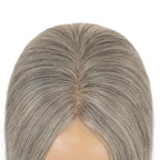 Hairro Human Hair Toppers Free Parted, 3.5x4.7" Base Hand-wovened 100% Real Hairpieces, with Invisible Clips-in for Women, for High Hairline/Adding Volume on Top, 10 Inch Blondish Grey Mix Silver
