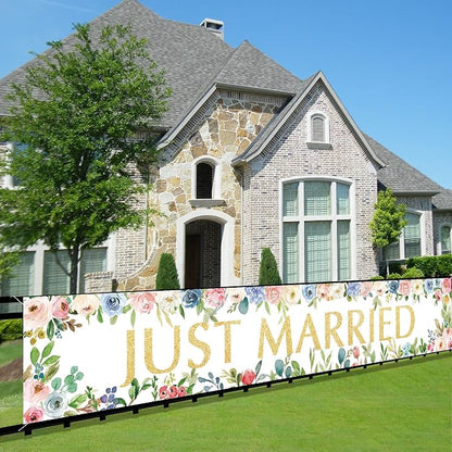 Just Married Banner Backdrop by Joyiou
