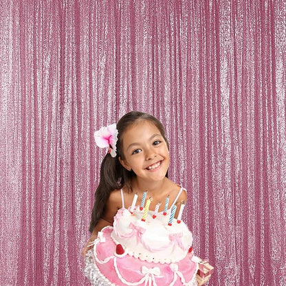 Sugargirl Pink Sequin Backdrop Curtain 4 Panels 2FTx8FT Glitter Pink Background - Image 4