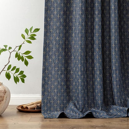MIULEE Patterned Farmhouse Linen Curtains, Back Tab - Image 6
