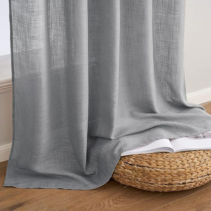 MIULEE Grey Linen Curtains 52x90 Inch Long - Image 7