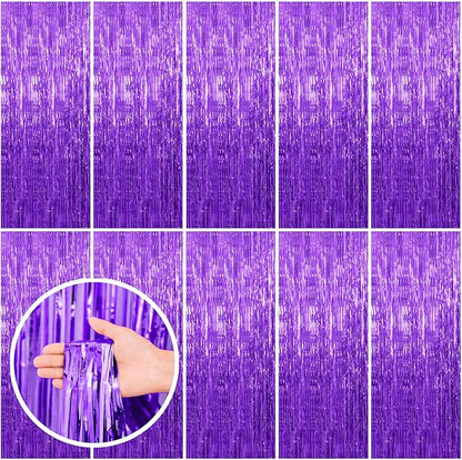 10 Pack Purple Backdrop Tinsel Streamers Foil Fringe Backdrop Halloween Party by BOMSI