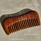 100% Natural Handmade Sandalwood Comb | Soft Wide Tooth Wooden Comb for Wet and Dry Hair | Eco-Friendly Anti-Static Wooden Massage Comb | Wooden Hair Detangler for Men and Women