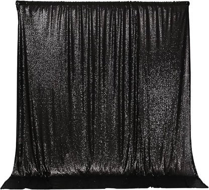 PartyDelight Black Sequin Backdrop 6x7ft Sparkly Photo Curtain | 4 Inch Rod - Image 9