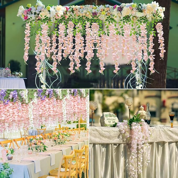 108pcs Artificial Wisteria Flowers 3.6 Feet/Piece Pink Dense Artificial Fake - Image 5