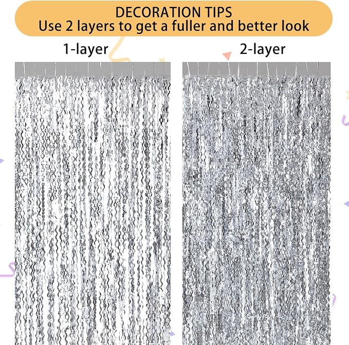 3 Pack Wave Silver Tinsel Curtain - Image 5