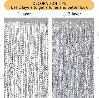 3 Pack Wave Silver Tinsel Curtain - Image 5