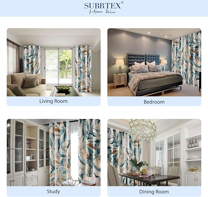 SUBRTEX Light Flitering Curtains 52Wx63L, Room Darkening Vibrant Floral Drapes - Image 6