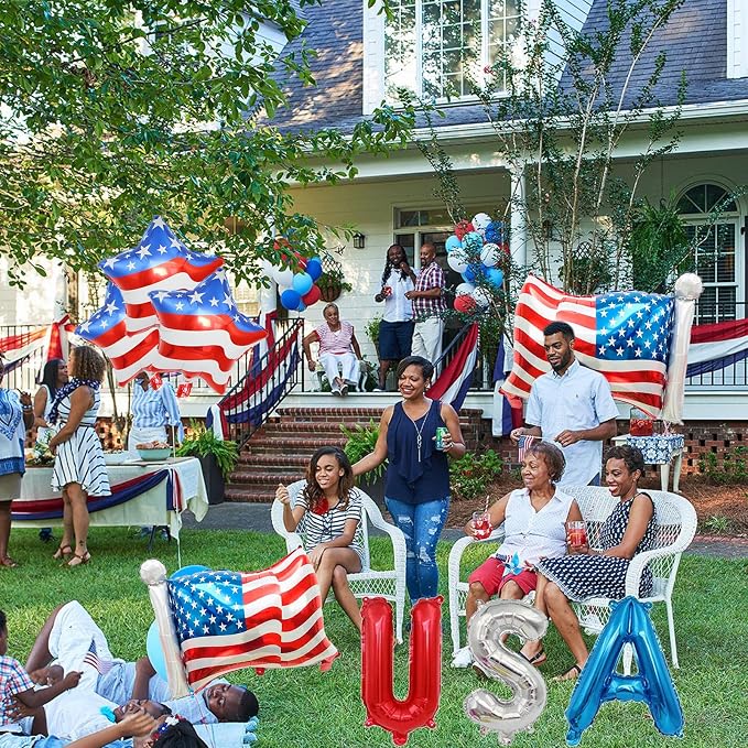 8 Pcs 4th of July Balloons American Flag Star Balloons USA Balloon Red White - Image 6
