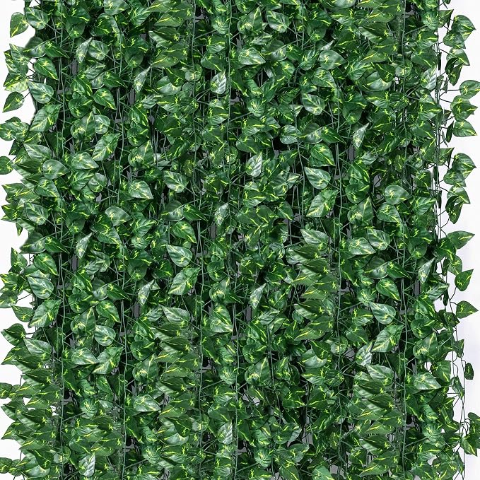 300 Pack 2100 Feet Fake Greenery Ivy Leaf Plants, Hanging Garland Vine Leaves by ZYIGYI