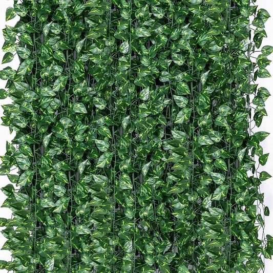 300 Pack 2100 Feet Fake Greenery Ivy Leaf Plants, Hanging Garland Vine Leaves by ZYIGYI