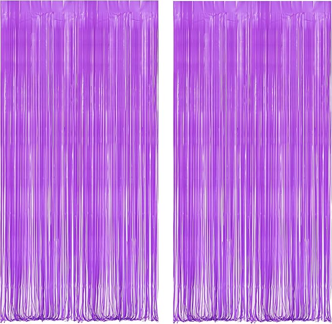 BRAVESHINE Purple Streamers Party Backdrop Pastel Fringe Curtains | 2 Pack | by BRAVESHINE