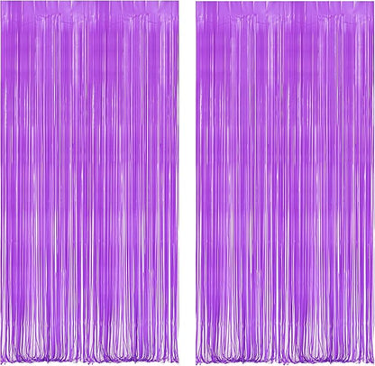 BRAVESHINE Purple Streamers Party Backdrop Pastel Fringe Curtains | 2 Pack | by BRAVESHINE