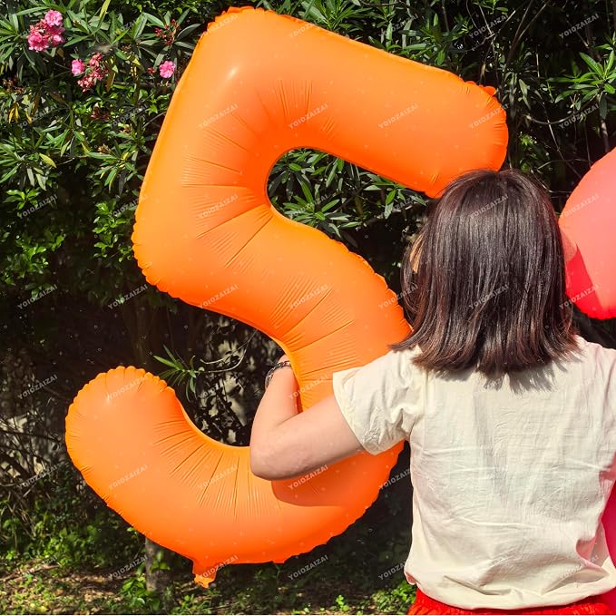 40 IN Orange Birthday Number 4 Balloon Fluorescent Orange Foil Balloon | - Image 5
