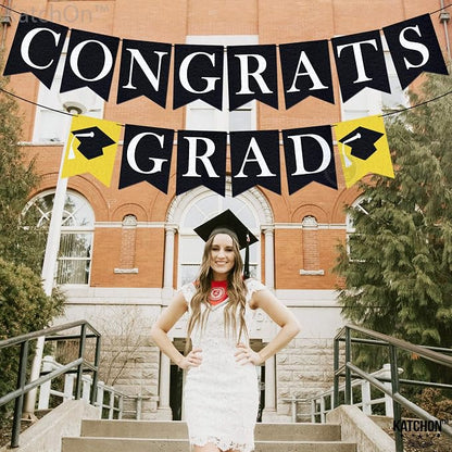 KatchOn Congrats Grad Banner Black | Felt, No DIY, Congrats Banner - Image 5