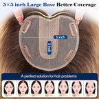 HAIRCUBE Hair Toppers For Women With Thinning 5"*5" Large Base Real Hair Toppers For Women, 14 Inch For Hand-Woven, 60g, Silk, Natural, realistic, Use Daily, Hairloss, Ombre Light Brown, No Bangs