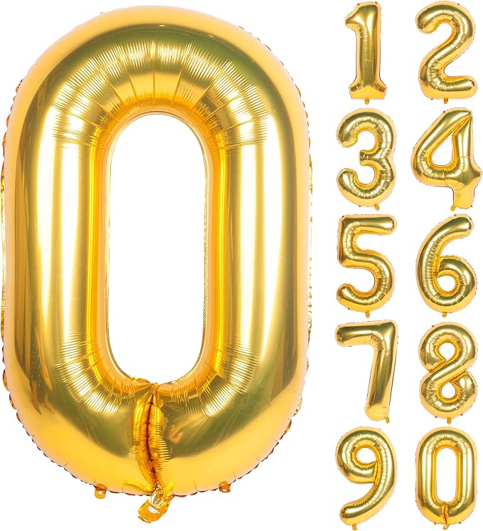 40In Large Gold Number Balloon 0 Aluminum Foil Mylar Big Number Balloon 0-9 | by Exquisitehighqualitypartydecorationstomeetyoureveryneed%EF%BC%81