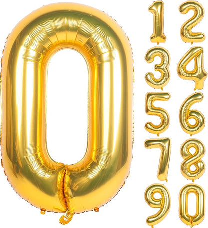 40In Large Gold Number Balloon 0 Aluminum Foil Mylar Big Number Balloon 0-9 | by Exquisitehighqualitypartydecorationstomeetyoureveryneed%EF%BC%81