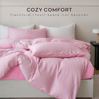 JELLYMONI 100% Natural Cotton Striped King Pillowcases Set, 2 Pack White and Thin Pink Striped Pattern Printed Pillow Covers with Envelope Closure(Pillows are not Included)