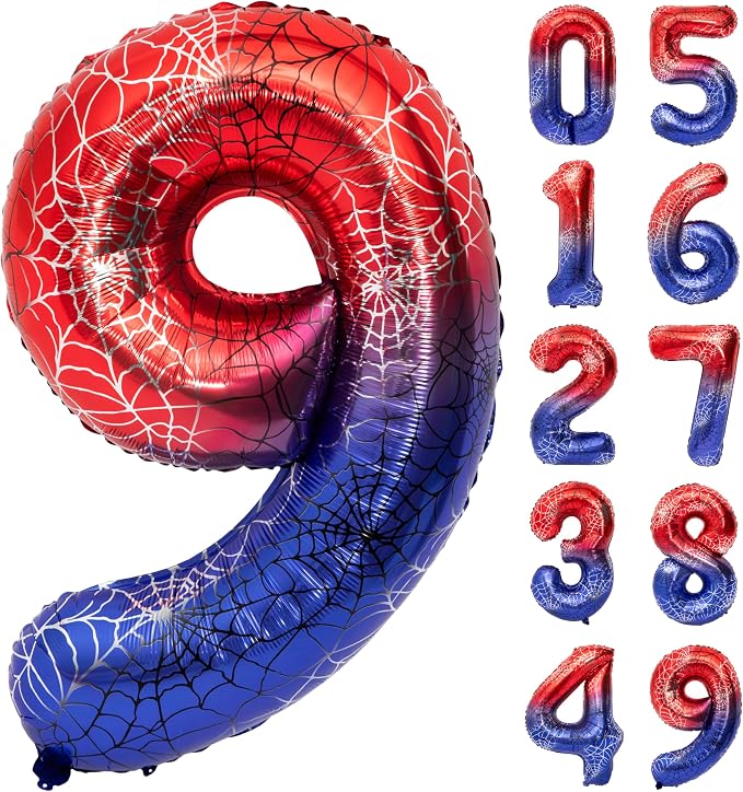 40 IN Red Blue Gradient Number 9 Balloon Large Digital 9 Foil Balloon | by YOIOZAIZAI
