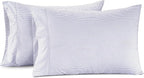 Lane Linen 100% Organic Cotton Pillow Cases Queen Size Set of 2 (20"x30") - Cotton Pillowcases Queen Size - Soft Pillow Cases Set of 2 - Queen Pillowcase Pack of 2 - Ticking Stripe Cobalt