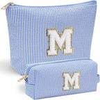 YOOLIFE Initial Makeup Bag | Makeup Bag | Travel Cosmetic Bag | Birthday Gifts for Girls | Teen Girl Gifts Trendy Stuff | Birthday Gifts for 4 5 6 7 8 9 10 11 12 13 Year Old Girls | Blue M