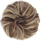 FESHFEN Messy Bun Hair Piece - Elastic Wavy Curly Hair Bun Scrunchies Extensions Synthetic Chignon Hairpieces for Women, Copper Brown & Beige Blonde 1.5 oz