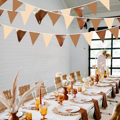 32Ft Brown Party Decorations Metallic Brown Triangle Banner Flag Pennant Fabric - Image 5