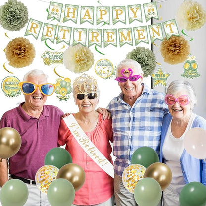 Holkcog Green Retirement Party Decorations Women Men, Hanging Swirls Cards - Image 6