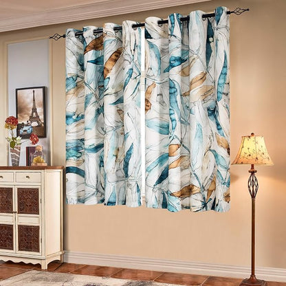 SUBRTEX Light Flitering Curtains 52Wx63L, Room Darkening Vibrant Floral Drapes by Subrtex