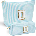 YOOLIFE Birthday Gifts for Women Her - Personalized Cute Initial Cosmetic Makeup Pouch Make Up Travel Bag for Mothers Day Gifts Teacher Sister Friend Girlfriend Mothers Day Gifts for Mom D