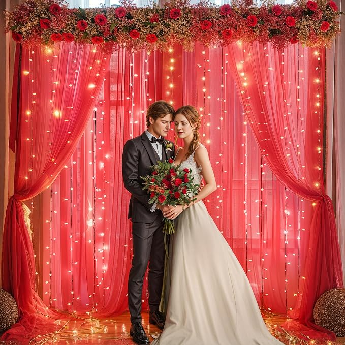 20x10ft Red Tulle Backdrop Curtain - Image 7