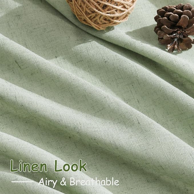 Mist Sage Linen Curtains 63 Inches Long 2 Panel Sets - Image 5