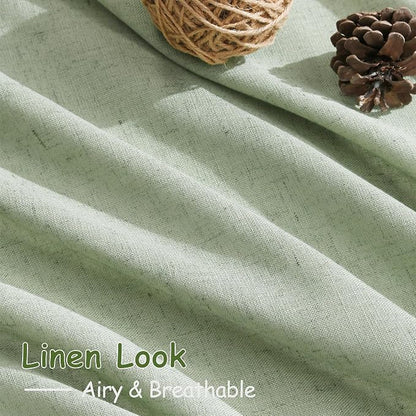 Mist Sage Linen Curtains 63 Inches Long 2 Panel Sets - Image 5