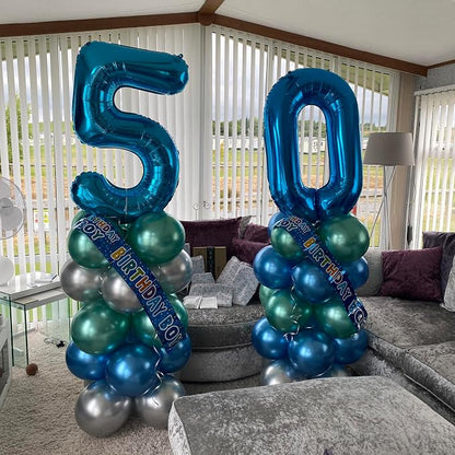 40 Inch Blue Number Balloon 1, Large Number Foil Balloons Mylar - Image 3