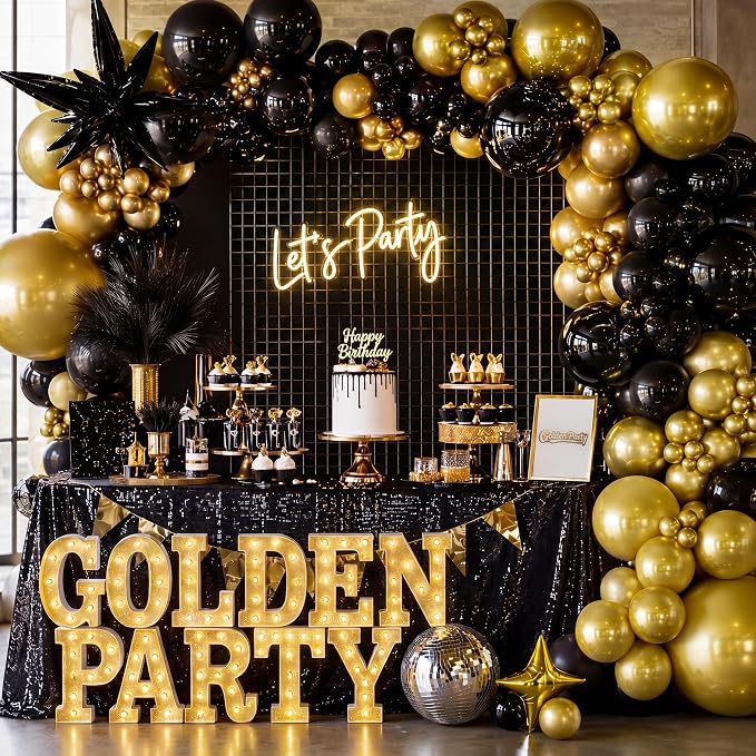 Black and Gold Balloons, Metallic Gold Balloon - Image 6