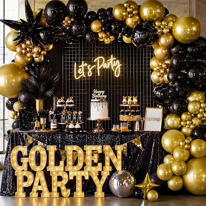 Black and Gold Balloons, Metallic Gold Balloon - Image 6