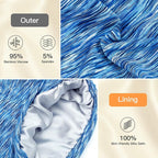 Silk Satin Lined Bonnet Sleep Cap - Adjustable Stay on All Night Hair Wrap Cover Slouchy Beanie for Curly Hair Protection for Women and Men - Heather SkyBlue
