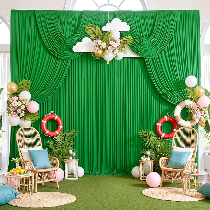 20ftx10ft Wrinkle Free Green Backdrop Curtains - Image 7
