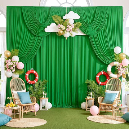 20ftx10ft Wrinkle Free Green Backdrop Curtains - Image 7