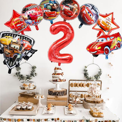 9 Pcs Car Theme Happy Birthday Decorations, Cute Cartoons Party Decorations - Image 4